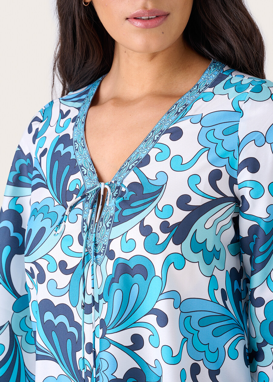 Alod crepe fabric dress BLUE TURCHESE Woman , image number 2