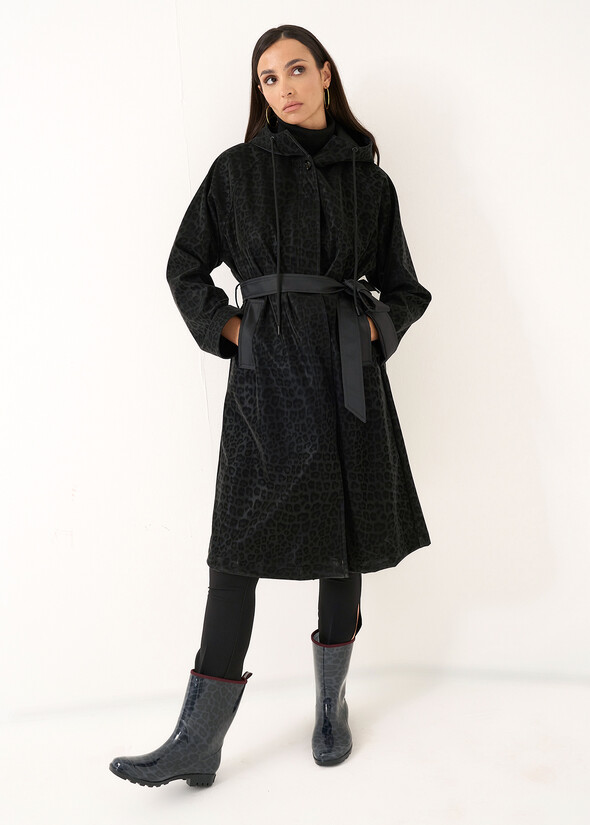 Thom-A long animal print trench NERO Woman null