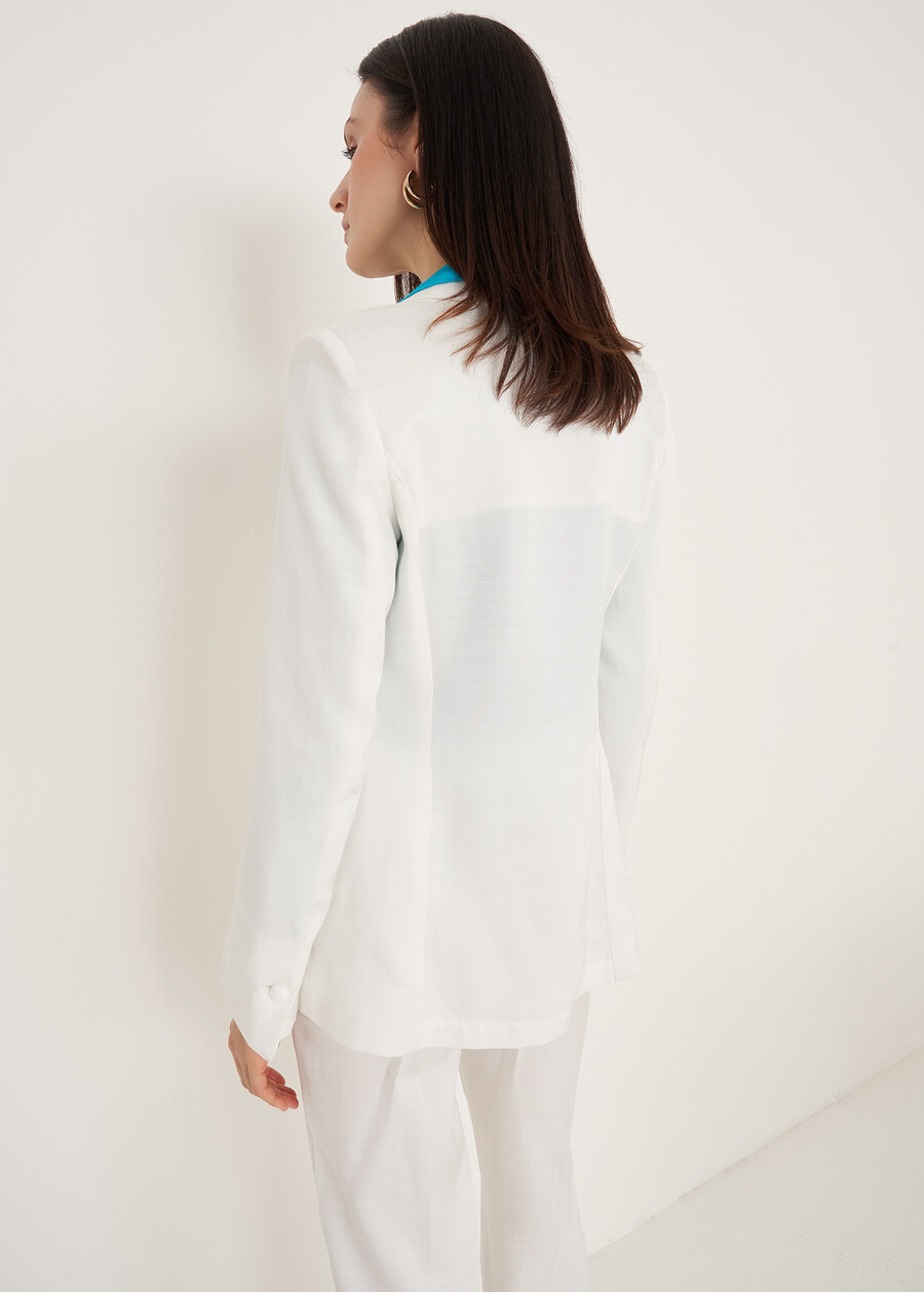 Giacca Giuliet in lino e viscosa BLUBIANCO WHITE Donna , immagine n. 3