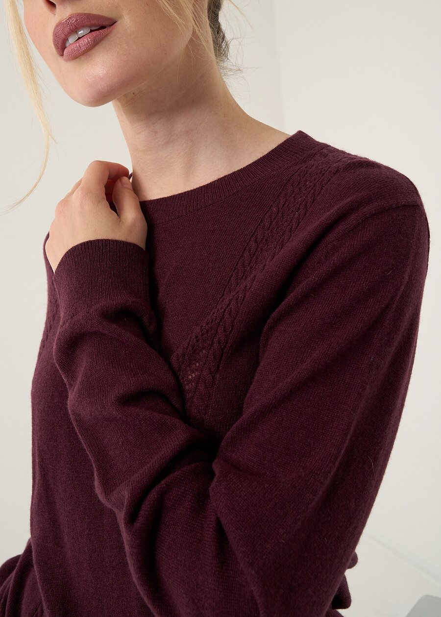 Maglia Marty treccia Laboratorio ROSSO BORDEAUXVERDE Donna , immagine n. 2