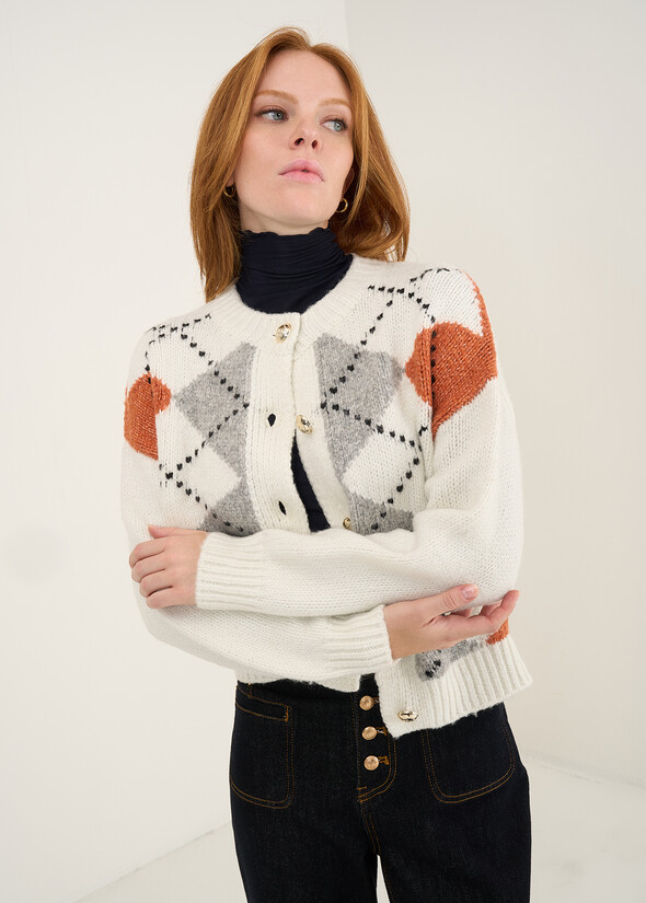 Cand argyle cardigan with gold buttons BEIGE LATTE Woman null