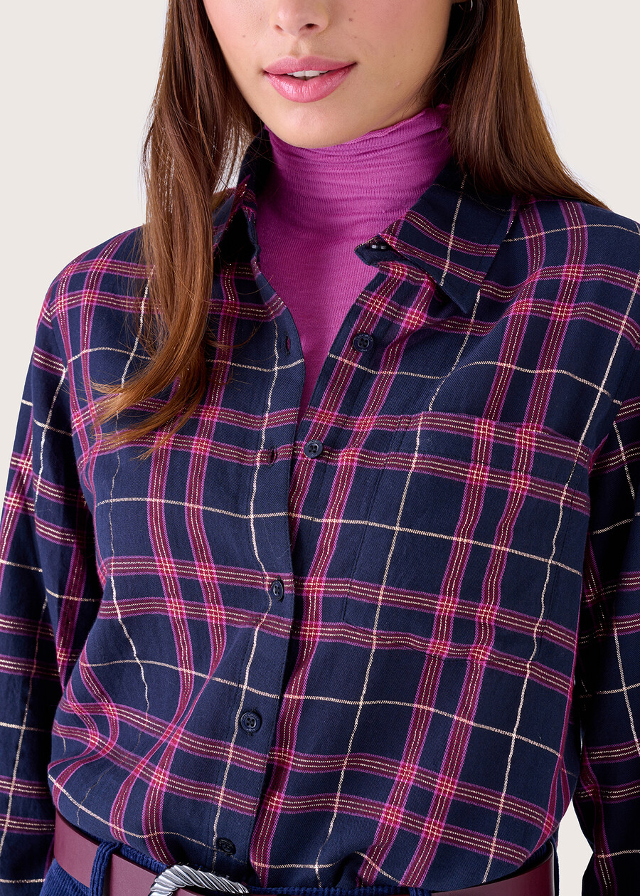 Camicia Check 100% viscosa BLU LAGUNA Donna , immagine n. 3