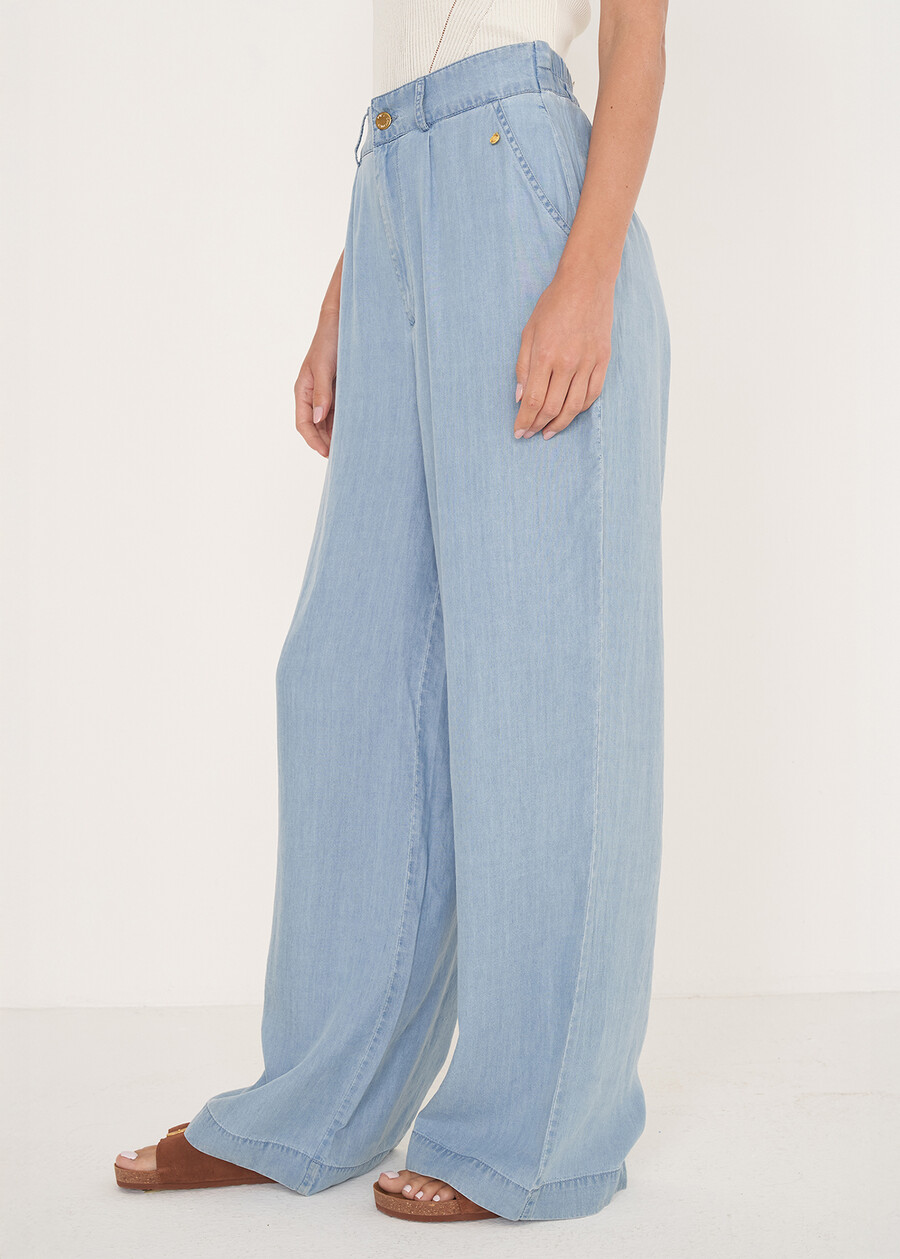 Pantaloni Pizzo chambray DENIM MEDIUM DENIM Donna , immagine n. 3