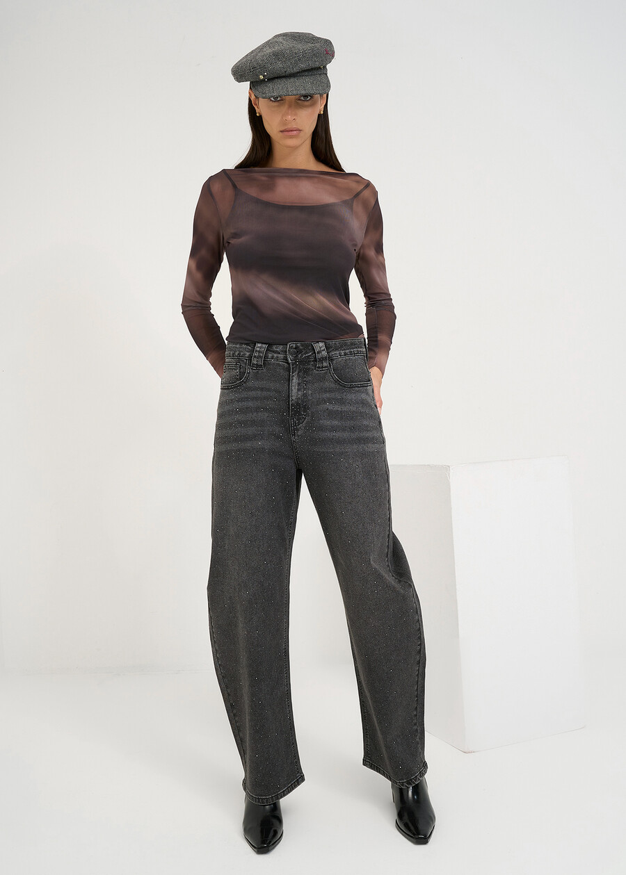 Jeans Dexter baggy con stras GREY DENIM Donna , immagine n. 1
