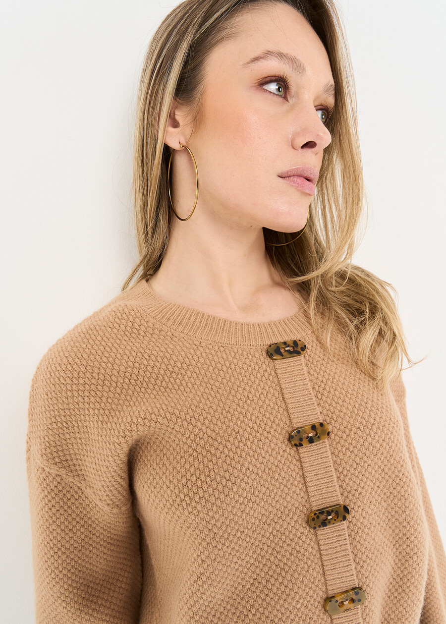 Mercury faux cardigan puff sleeves BEIGE ECRU Woman , image number 2