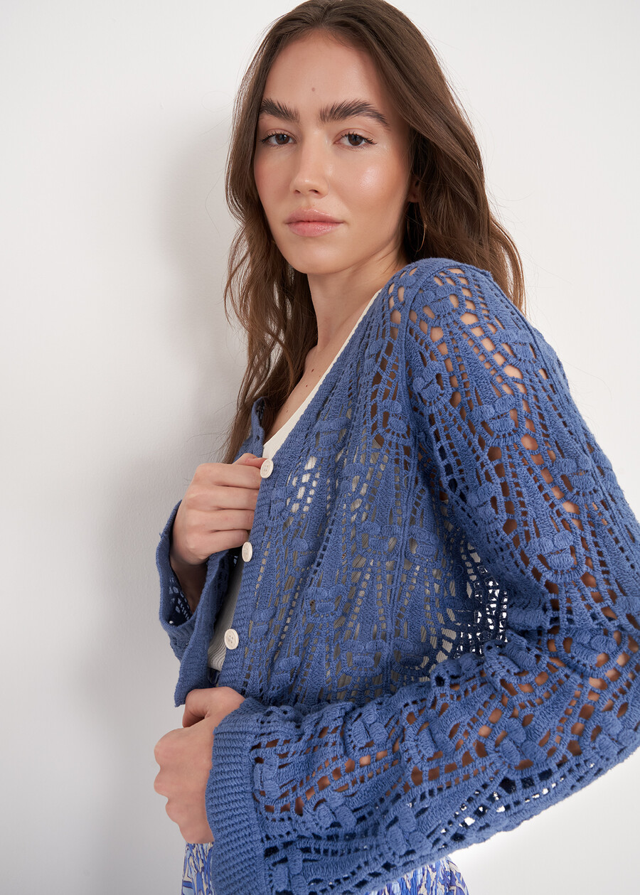 Cardigan Cedra In Crochet BLU AVION Donna , immagine n. 2