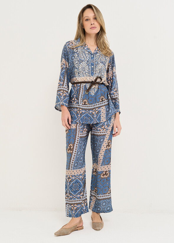 Pinocchietto Pendy leggero in fantasia BLU AVION Donna null