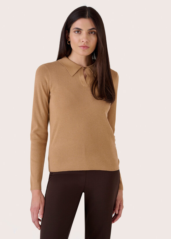 Maglia Maori con scollo a goccia BEIGE CAMMELLO Donna null
