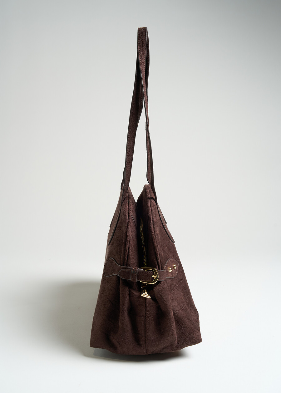 Bagary embossed croc bowling bag MARRONE Woman , image number 3