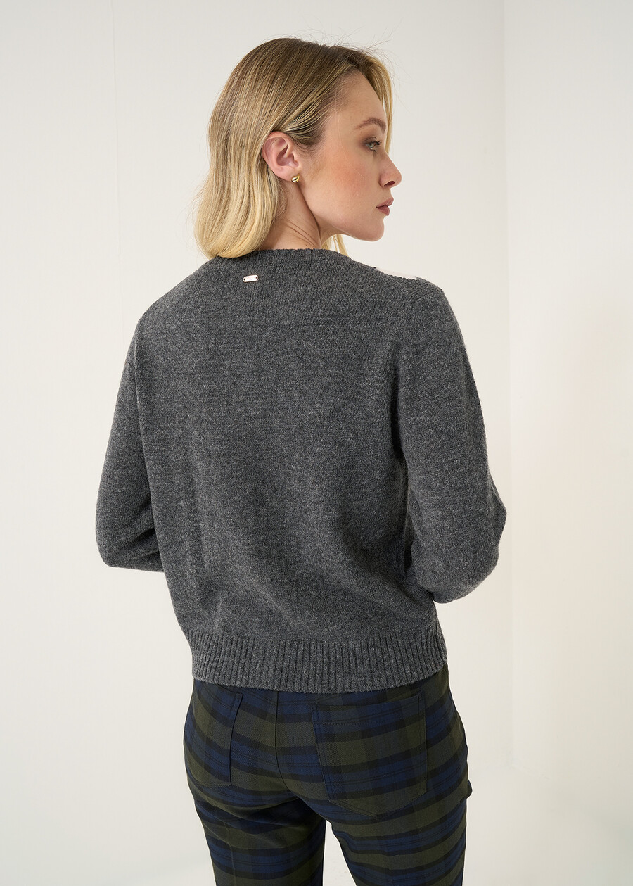 Cady wool argyle cardigan GRIGIO GREY Woman , image number 3