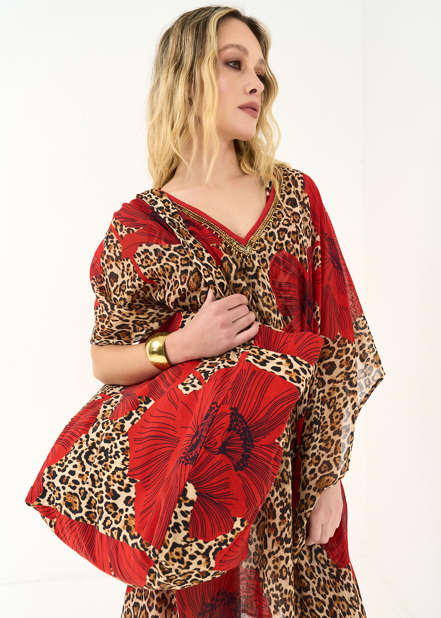 Borsa Briana animalier e fiori ROSSO Donna , immagine n. 1