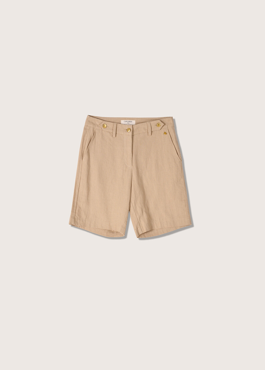 Babila linen and cotton blend Bermuda shorts BEIGE SAFARIBLU AVION Woman , image number 5