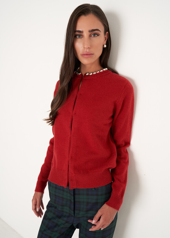 Coeur cardigan with jewel detail Coeur cardigan with jewel detail ROSSO Woman null