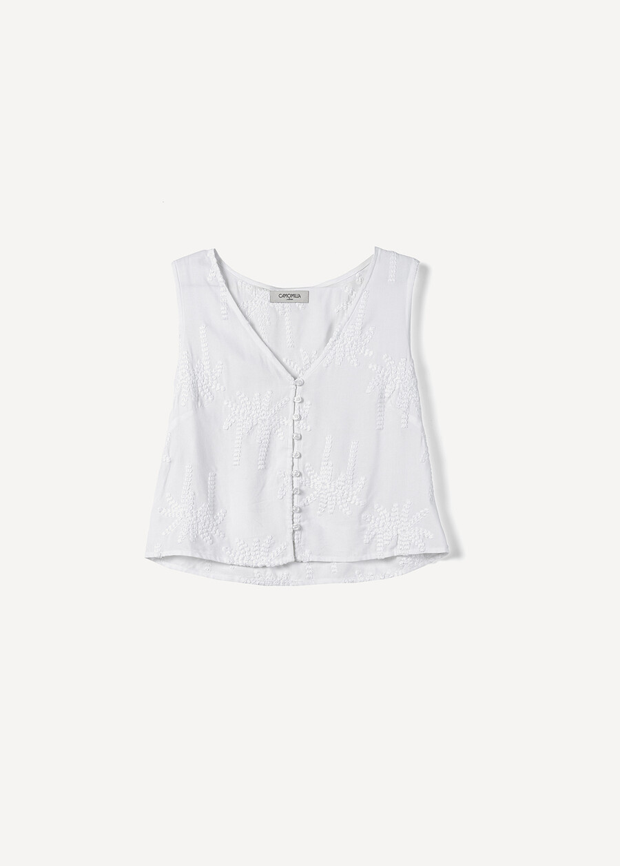 Tosca 100% Viscose Embroidered Top

 BIANCO WHITEROSSO BORDEAUX Woman , image number 4