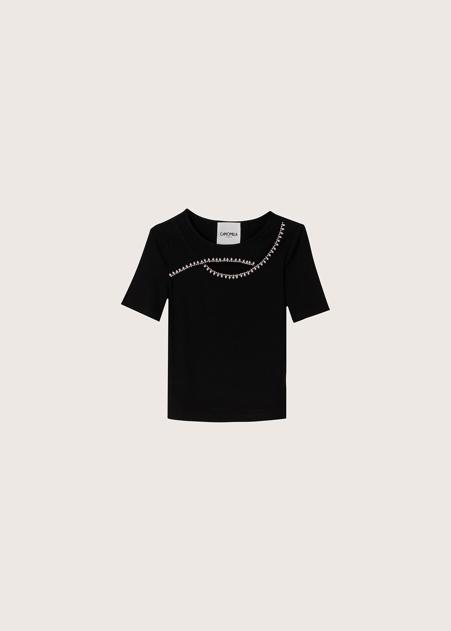 T-shirt Sanny con strass NERO BLACK Donna , immagine n. 4