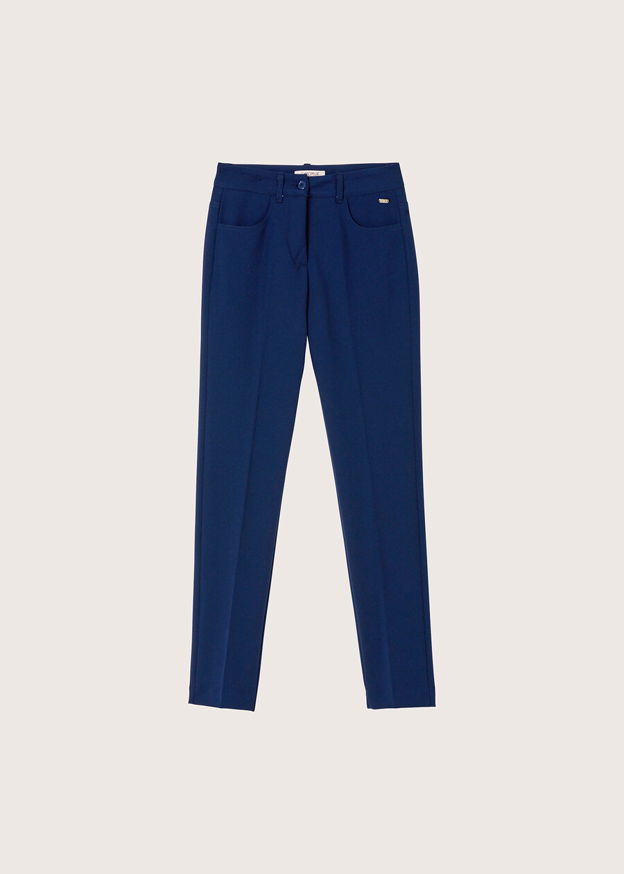 Kate screp fabric trousers BLUE OLTREMARE BLU ELETTRICOROSSO TULIPANO Woman , image number 5