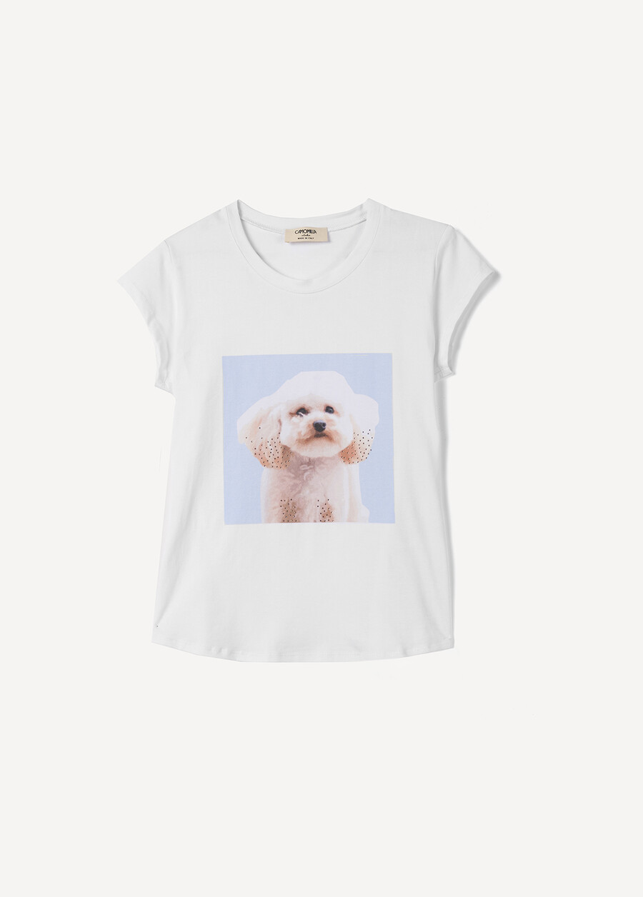 T-Shirt Siri in Cotone con Strass BIANCO WHITE Donna , immagine n. 4