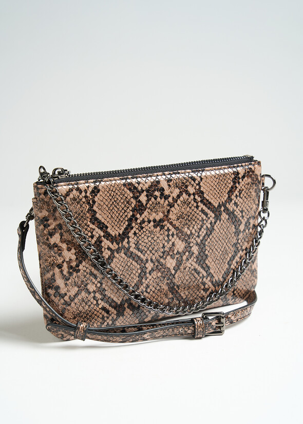 Tonga python-effect crossbody bag MARRONE Woman null