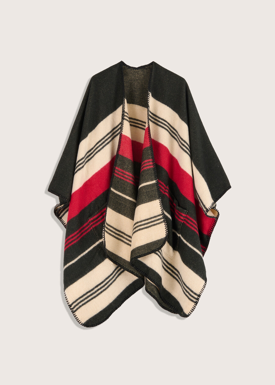 Morgan cape with stripe pattern, Woman  