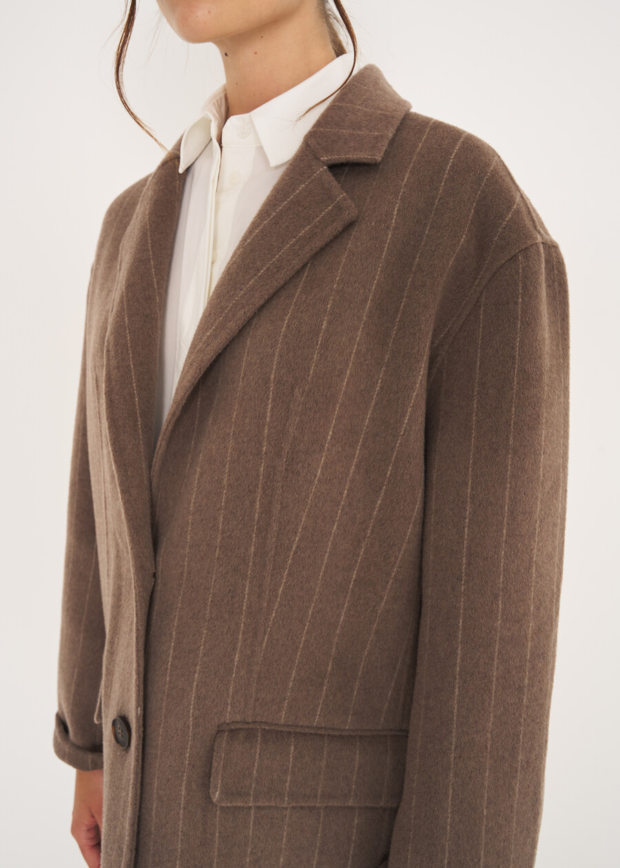 Giulia pinstripe wool jacket GRIGIO TORTORABLU Woman , image number 2