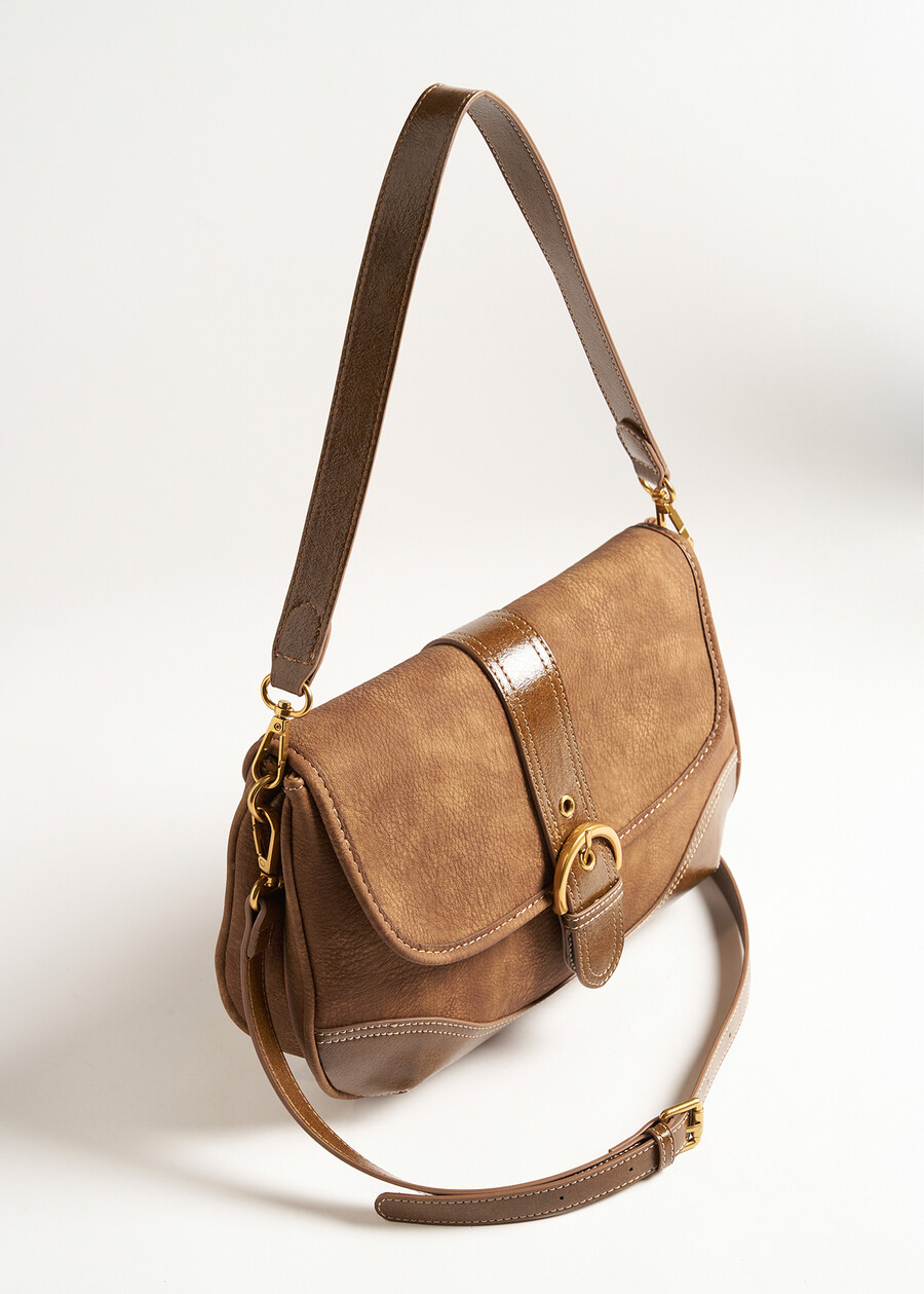 Bitty faux nubuck crossbody bag MARRONE CARAMELLO Woman , image number 3