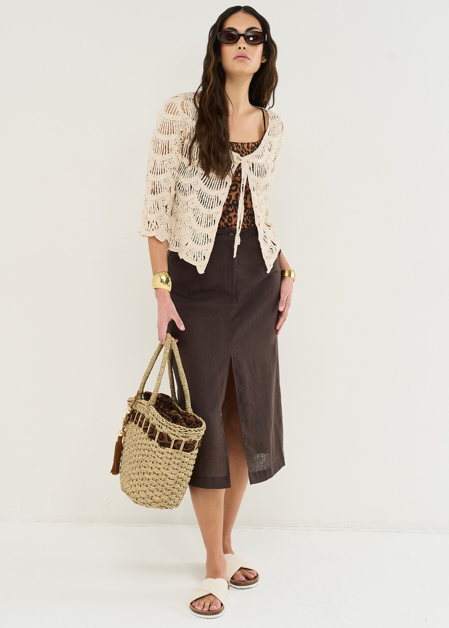 Cardigan Carolina in cotone BEIGE LIGHT BEIGE Donna , immagine n. 4