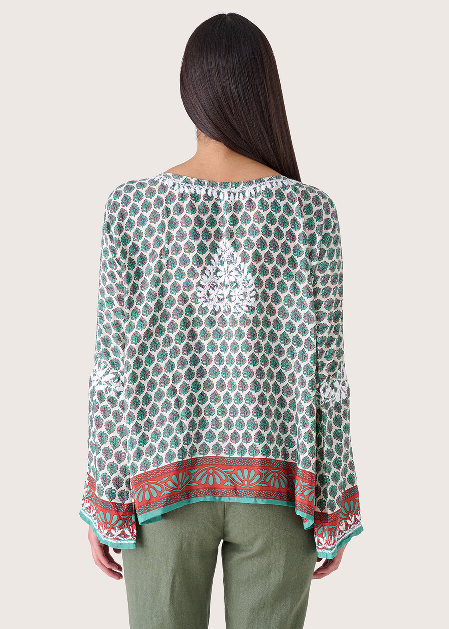 Blusa Cynthia in satin VERDE TIFFANY Donna , immagine n. 3