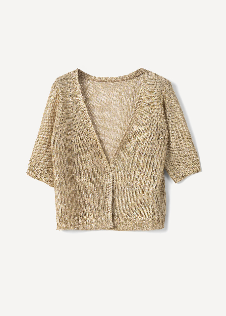 Cardigan Chantal Lurex Con Paillettes BEIGE LATTEGOLD Donna , immagine n. 4