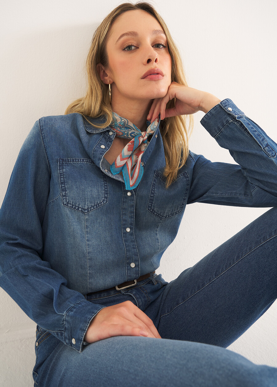 Camicia Carly in denim DENIM MEDIUM DENIM Donna , immagine n. 1