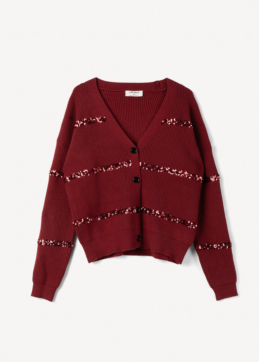 Clod sequin cardigan ROSSO CHIANTI Woman , image number 4