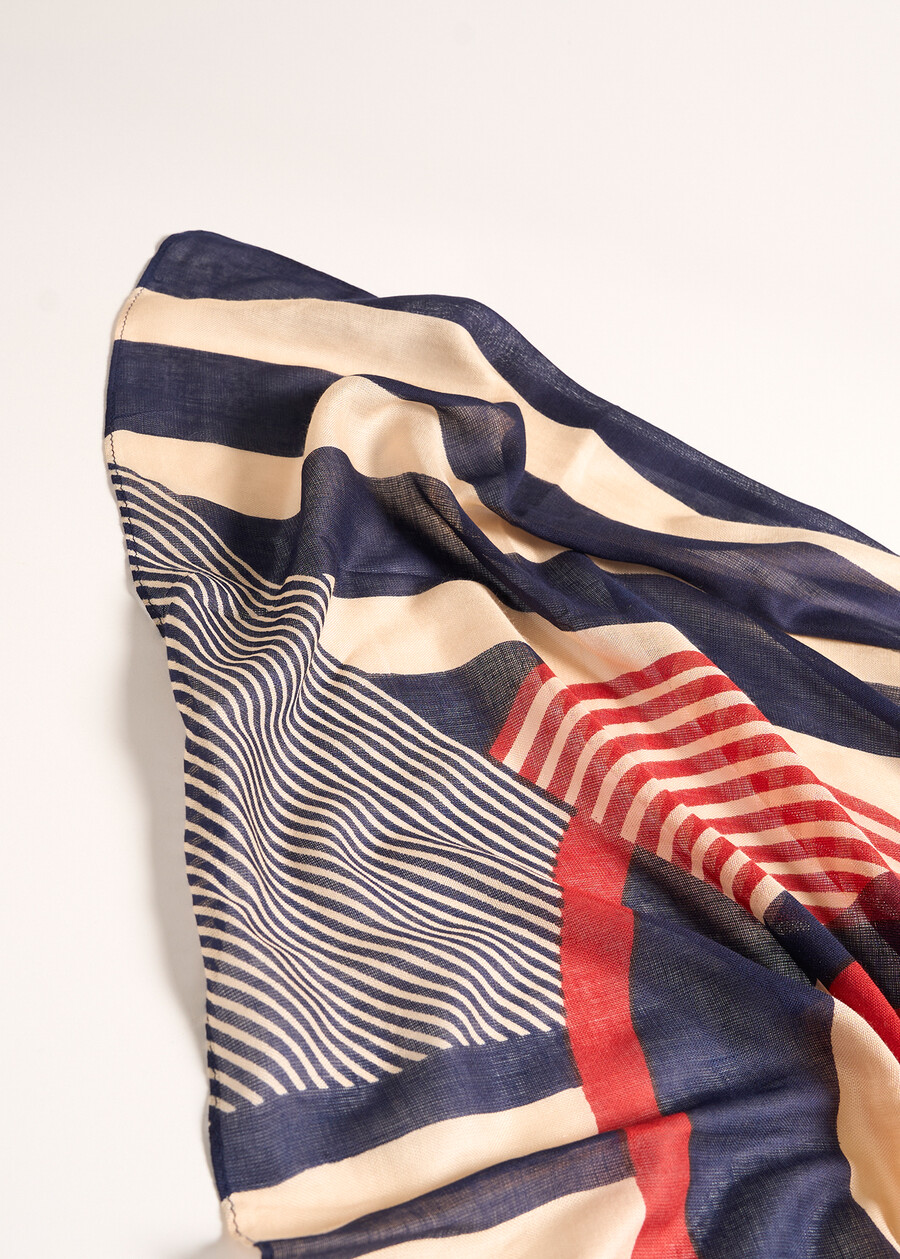 Suemi viscose scarf BLU MIDNIGHTNERO BLACK Woman , image number 3