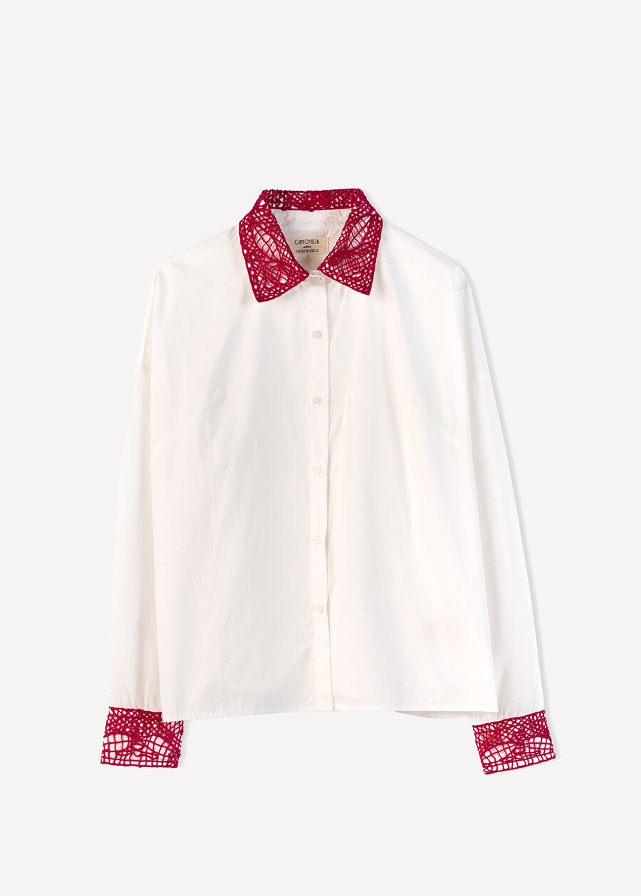 Camicia Cecilia cotone e pizzo BIANCO WHITE Donna , immagine n. 6