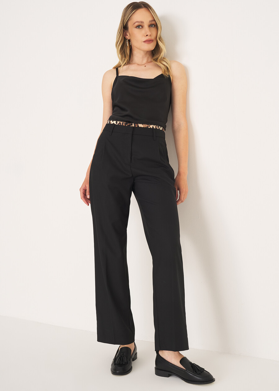 Leopard-Print Suit with Wide-Leg Trousers NERO BLACK Woman , image number 6