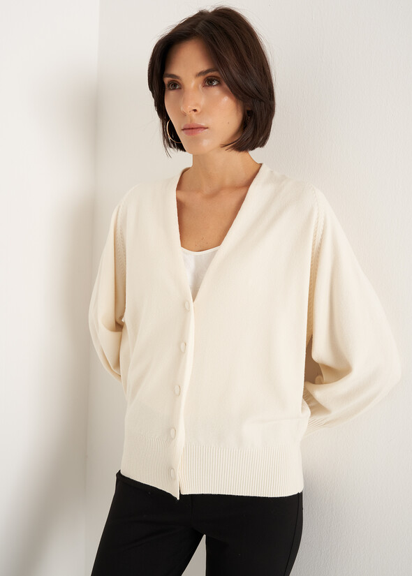 Clarence V-neck cardigan Clarence V-neck cardigan BEIGE LATTE Woman null