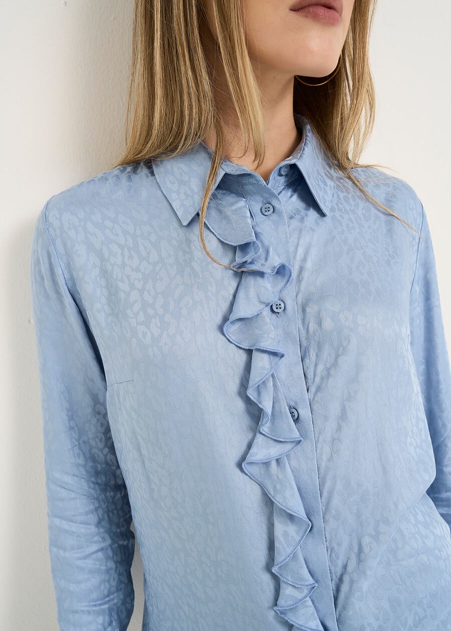 Camicia Clarissa in satin jacquard con rouches GRIGIO Donna , immagine n. 2