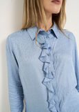 Camicia Clarissa in satin jacquard con rouches GRIGIO Donna immagine n. 2