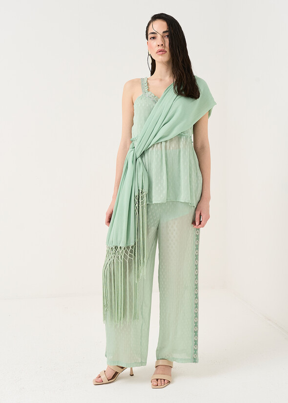 Paki wide viscose trousers VERDE Woman null