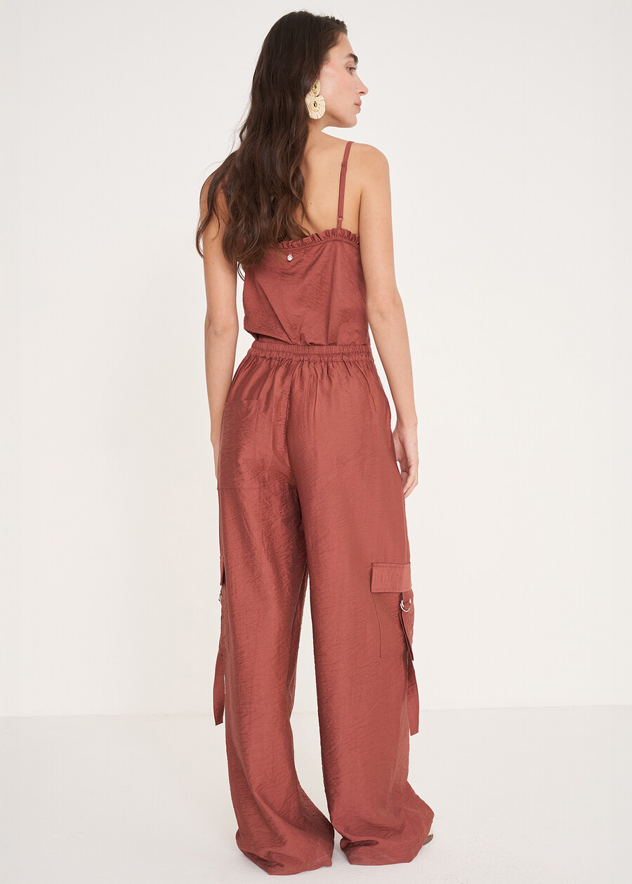 Pecan viscose trousers MARRONEBLU OTTANIO Woman , image number 4