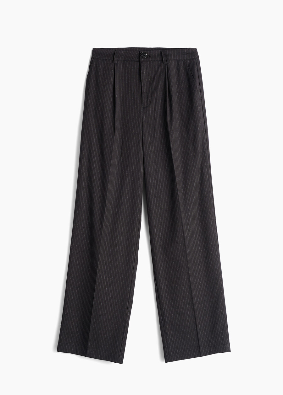 Pantalone Paggy gessato gamba ampia NERO BLACK Donna , immagine n. 6