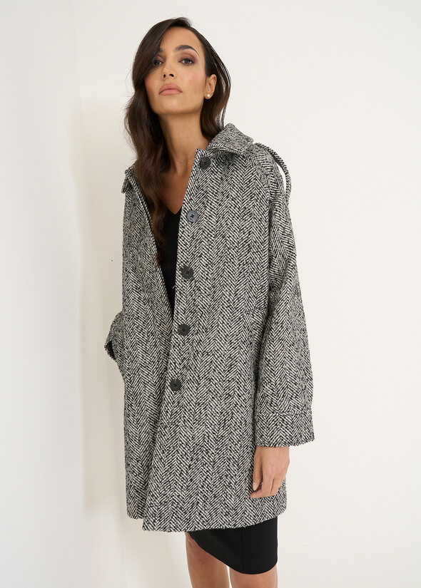 Colby herringbone coat NERO BLACK Woman null