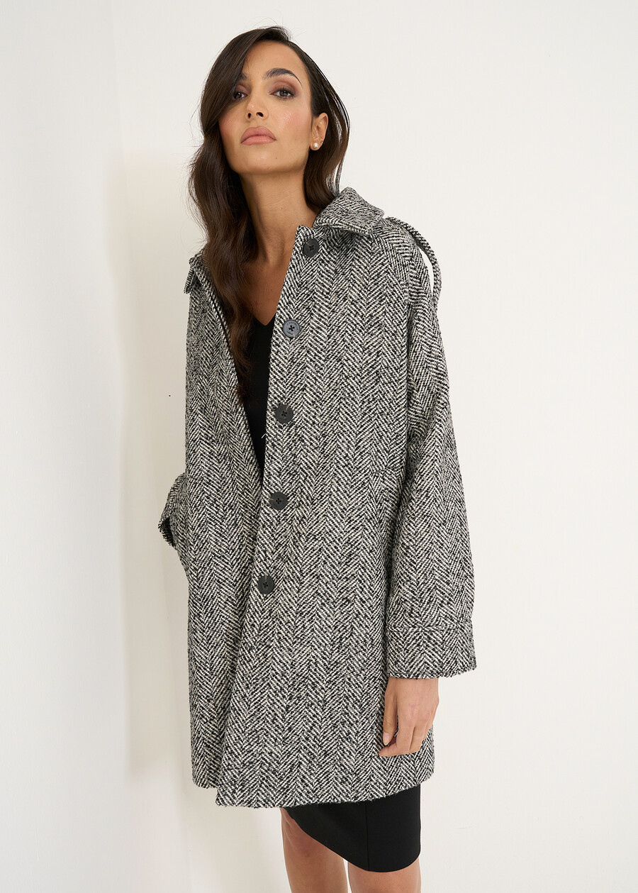 Colby herringbone coat NERO BLACK Woman , image number 1