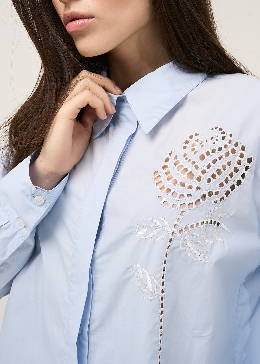 Cataya cotton inlay shirt BIANCO WHITEAZZURO AZZURRO Woman , image number 2