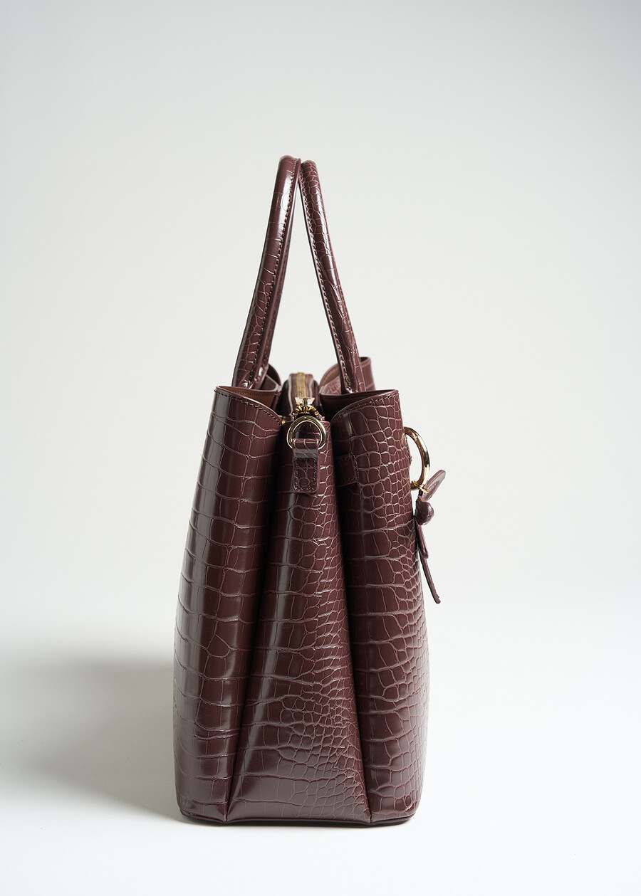 Brest croc-effect shopper bag MARRONENERO Woman , image number 3