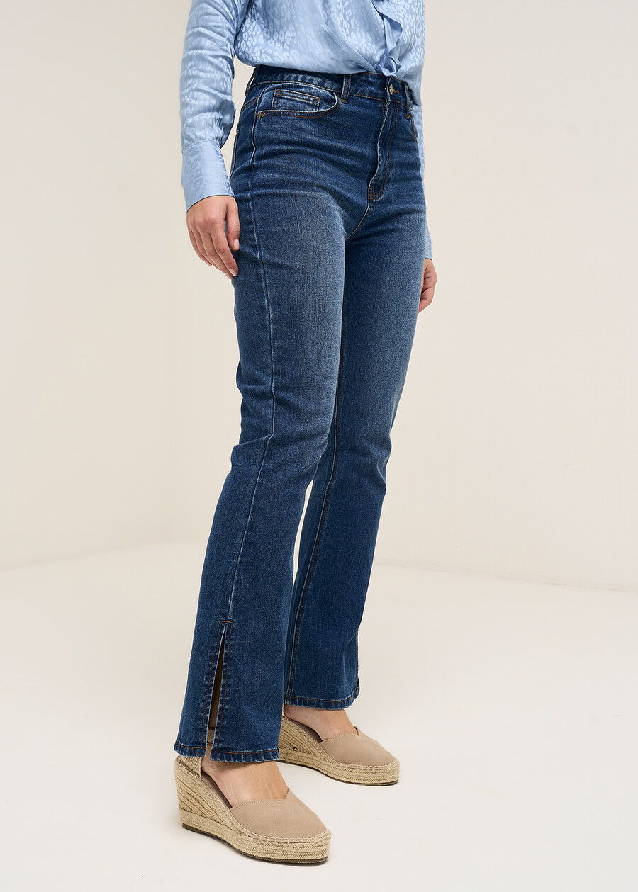 Cindy 5-pocket denim flare leg split DENIM MEDIUM DENIM Woman , image number 4