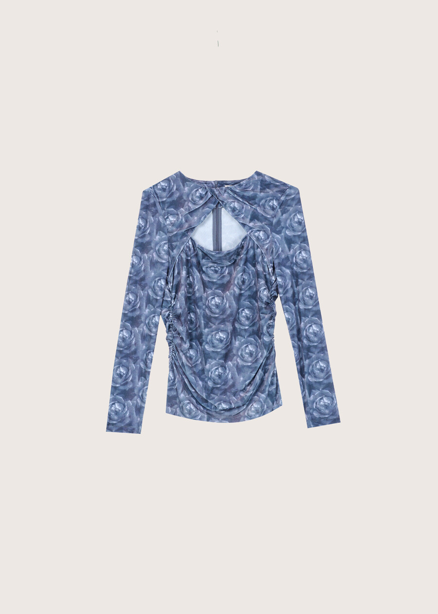 Maglia Sasuke con fantasia floreale BLU GRAFITE Donna , immagine n. 4