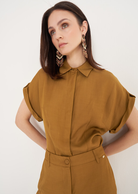 Clelia Linen And Viscose Shirt VERDE OLIO Woman null