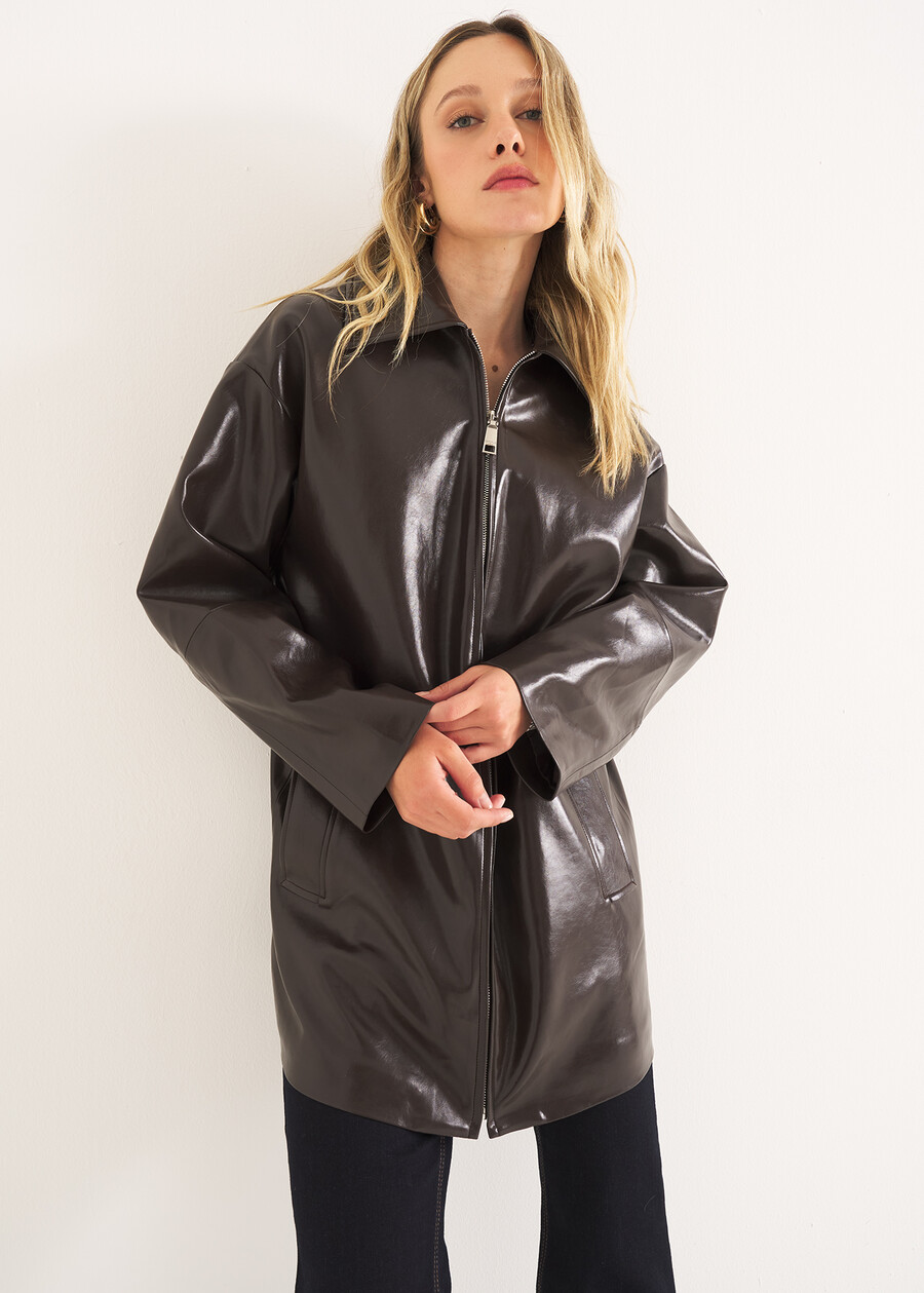 Giubbino Gecky in ecopelle MARRONE CAFFE Donna , immagine n. 1