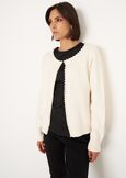 Coy cardigan with pearl details BIANCO BURRO Woman image number 1