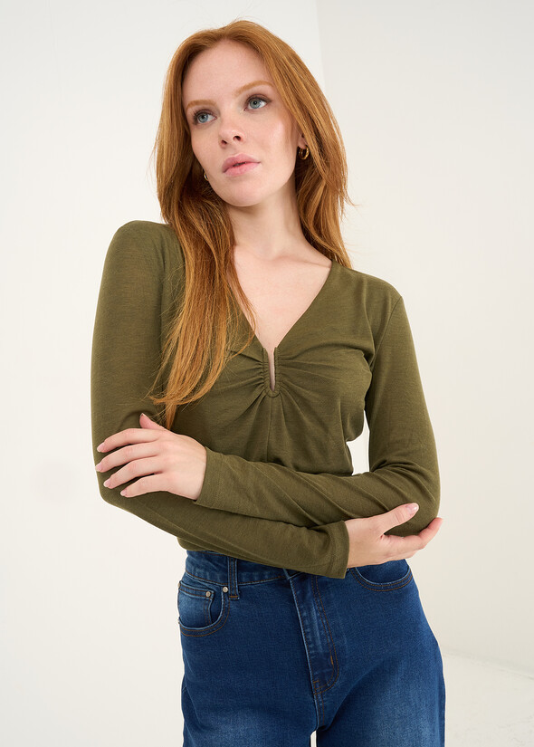 T-shirt Sabryn scollo a V VERDE Donna null