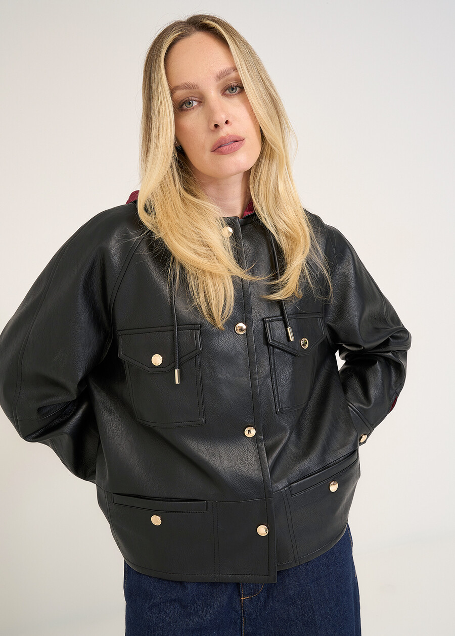 Gerard faux leather hooded jacket NERO Woman , image number 1